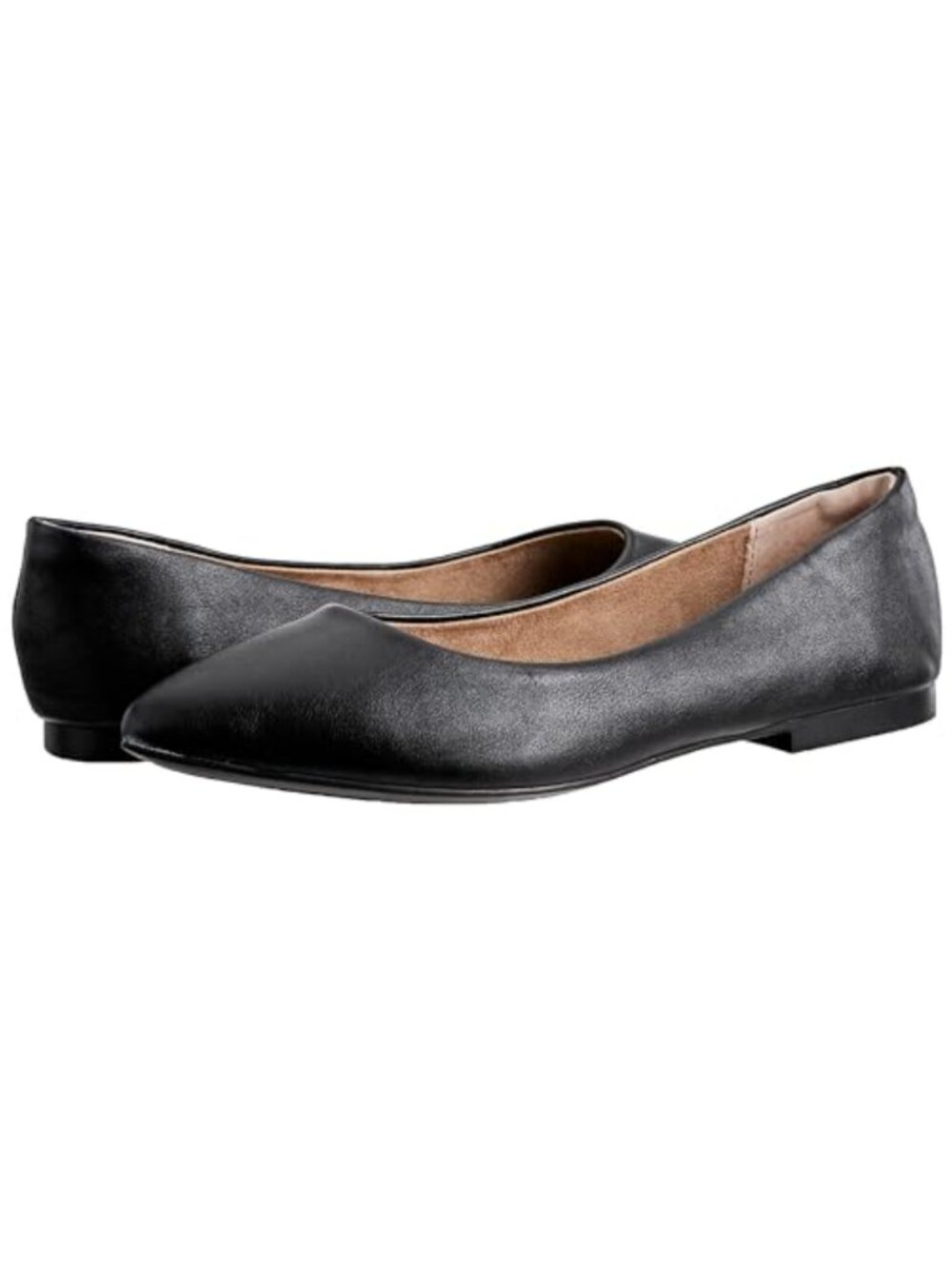 Women's Pointed-Toe Ballet Flat, Faux Leather, Memory Foam, Slip-On - Picture 5 of 6